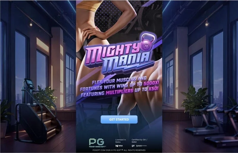 Mighty Mania — menyja kryesore dhe ekrani i zgjedhjes së bastit